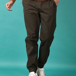 v-mart Men Regular Fit Green Cotton Blend Trousers-picture-36