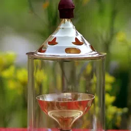 Brass and Glass akhand deep Diya Oil Lamp for Home Temple 4.8 inch Brass Table Diya-image-78