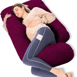 ultra soft j shaped pillow Microfibre, Polyester Fibre Solid Pregnancy Pillow Pack of 1-image-64