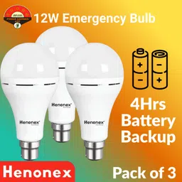henonex 12W LED Emergency Bulb Set – PK3 Rechargeable Lights 2 hrs Bulb Emergency Light-picture-22