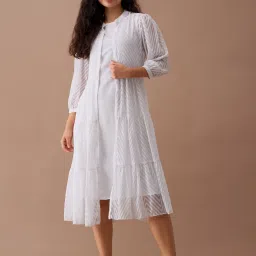 Women Fit and Flare White Midi/Calf Length Dress-image-25