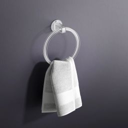 Unbreakable Oval Shape Transparent Wall Mount Acrylic Towel Ring/Napkin Ring 7 inch 1 Bar Towel Rod-image-2