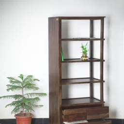 INDIKSA Backstreet Bookshelf | Solid Sheesham Wood | Walnut Finish - Solid Wood Open Book Shelf-image-55