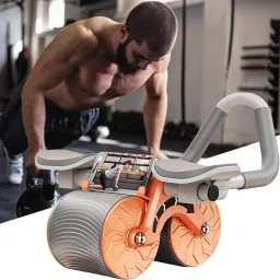 2-in-1 Ab Roller Wheel with Automatic Rebound & Phone Stand for Core Workout Ab Exerciser-0