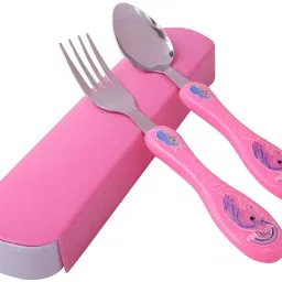 Spoon & Fork Set - Stainless Steel with Carry Case for Kids (Pink Unicorn) Stainless Steel Cutlery Set-13