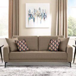 casacraft from pepperfry Portland Fabric 3 Seater Sofa in Brown Colour-picture-21