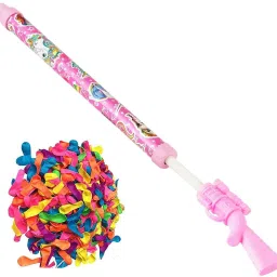 (1 Pichkari + 100 Water Balloon)For Kids Holi Festival & Summer Pool Party Fun Water Gun-image-33