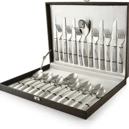 Madrid 26 pcs (6 Spoon, 6 Fork, 6 Tea Spoon, 6 Knives & 2 Serving Spoon) Stainless Steel Cutlery Set-image-55