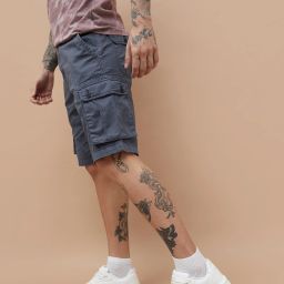 Solid Men Blue Regular Shorts-image-3