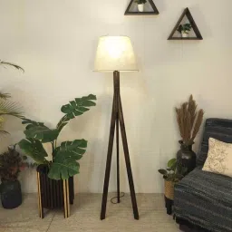 symplify Triune Wooden Floor Lamp with Jute Shade & Brown Base-picture-44