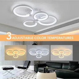 shri mahal antiques 54W LED Ceiling Light for Living Room 3-Color LED Ceiling Light with Remote Chandelier Ceiling Lamp image 3