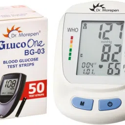 Dr. Morepen Dr Morepen Combo BG03 50 Strips and Bp09 Monitor Check Health Care Appliance (Multi Color) BP09 & BG03 Gluco Meter 50 test strips Bp Monitor-45