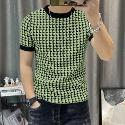 Men Printed Round Neck Polyester Black, Green T-Shirt-image-41