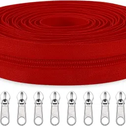 Zipper Roll (Number : 5) 10 Meter Red with 10 Zip Puller Red Nylon Two Way Open-ended Zipper-image-21