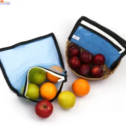 Premium Double Layer Reusable Vegetables Bags Black Piping Bag (Multi Size) Pack of 6 Grocery Bags-image-0