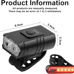 jancom LED Front Light for Bicycles Light Bicycle Flashlight USB Rechargeable LED Front Light image 3