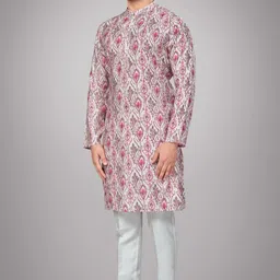 jugg jugg jeeyo Men Self Design Silk Blend Straight Kurta-picture-49