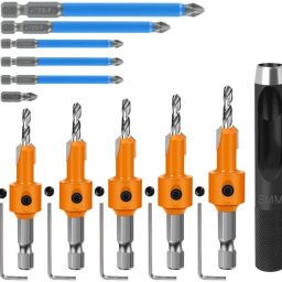 serplex 11Pcs Woodworking Countersink Drill Bit Set 5 Size Carbon Steel Bits 11Pcs Woodworking Countersink Drill Bit Set 5 Size Carbon Steel Bits image 2