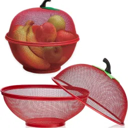 Apple Shape Fruit & Vegetable Basket With Protective Lid Steel Fruit & Vegetable Basket-image-34