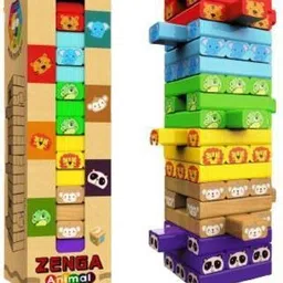 white popcorn Wooden Blocks 54 Pcs Colorful Wooden Tumbling Tower Zenga Game with Dices-picture-12