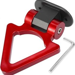 Car Dummy Red Tow Hook Triangle V-Shape Vehicle Towing Hook for Car Decoration Front and Rear Mount Towing Hook-image-4