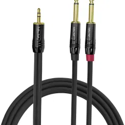 SPY03 3.5MM Stereo to 2 x 6.3MM Jack Mono 10 Ft / 3 Meter Cable Universal Compatibility Audio Equipment Gold Plated AUX-10