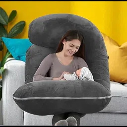 J Shaped Microfibre Solid Pregnancy Pillow Pack of 1-image-76