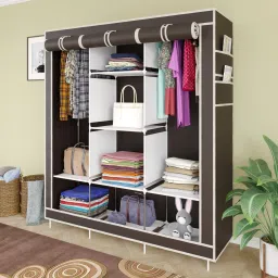 88130 Storage Organizer Shelves for Clothes Racks Non Woven Fabric Almirah Carbon Steel Collapsible Wardrobe-17