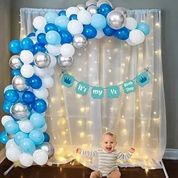 party midlinkerz Half Birthday Decoration for baby boy 1/2 birthday party Net Backdrop-picture-3