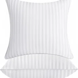 White Stripe Design UltraSoft Fluffy Supportive Hollow Fibre Filling Relaxable Polyester Fibre Solid Cushion Pack of 2-image-10