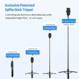 ATSolutions Capture Every Moment: Versatile 360° Rotating Selfie Stick with Tripod Stand Tripod image 2