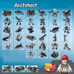 rvm toys 34 in 1 Building Blocks Set 256Pcs Car Robot Plane Brick Lego Compatible Toy image 2
