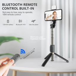 PunnkFunnk R1S 3-in-1 Selfie Stick Tripod with Wireless Bluetooth Remote & Extendable Rod for Smartphones | Travel Vlogging Stand Bluetooth Selfie Stick image 2