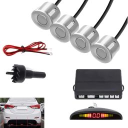 4Silver Parking Sensor With LED Display Increased Safety For Car-01 Universal 4 Silver Reverse Parking Sensor With LED Display For Cars-01 Parking Sensor-image-42