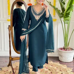 Embroidered Kurta, Salwar & Dupatta Set-image-53