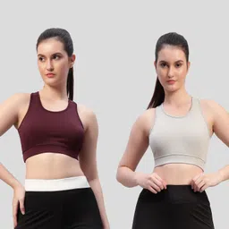 chicaria Pack of 2 Women Sports Non Padded Bra-picture-40