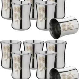 (Pack of 12) Stainless Steel Laser Printed Pack of 12 Glass Set Water/Juice Glass-image-54