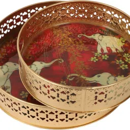 Elephants Design Serving Trays Set (8 Inches & 10 Inches) Tray Serving Set-image-82