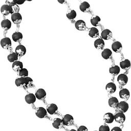 Karungali Mala with Silver Cap Beads Silver Plated Wood, Silver Necklace-image-34