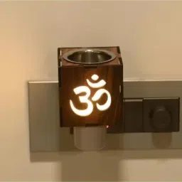 Electrical Camphor Carved Pattern Wooden Kapoor Dani & Essential Oil Diffuser Wooden, Plastic, Steel Incense Holder-image-41
