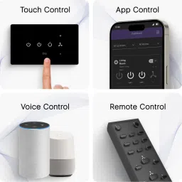 iotics 4 Module 3 Lights & Fan Control Smart Wifi Touch Switch (Black), Smart Switch image 2
