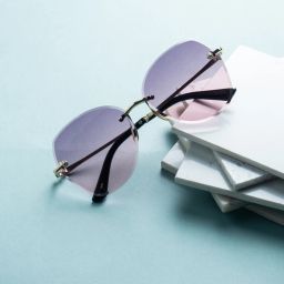 Gradient, UV Protection, Mirrored, Toughened Glass Lens Cat-eye, Round, Butterfly Sunglasses (Free Size)-9