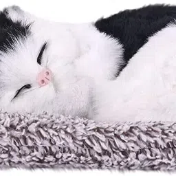 Car Dashboard Sleeping Cat Interior Decorative Accessories Figurines Showpiece Sleeping Cat Plush Toy with Press Simulation Sound Car Dashboard Cover-15