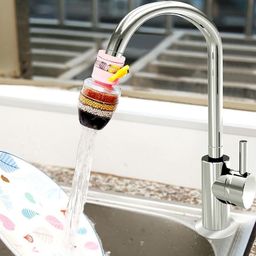 helsta Pack of 2 Activated Carbon Faucet Water Filters Universal Interface Home Kitchen Faucet Tap Water Tap filter Multilayer Clean Purifier Filter Cartridge Five Layer Water Filter image 2