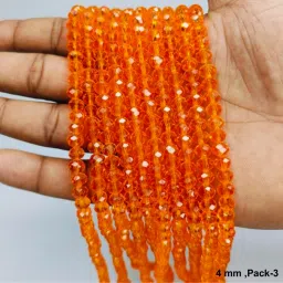 Orange Transparent 4mm|16 inches with 140-150Beads Per Strings(Pack of 3)-image-80