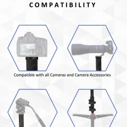 Prolite Monopod with Dual Mount Thread Adapter (1/4inch and 3/8inch) | Italian Flip Locks | Rubber Grip | Upto 10kg Payload Monopod image 5