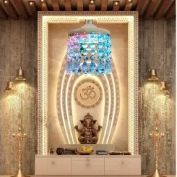 BMP RGB Multi Color Crystal Chandelier Jhoomer for Home Temple Hanging Lamp Chandelier Ceiling Lamp-18