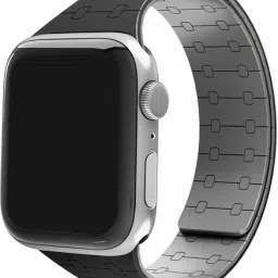 DailyObjects Black Lightweight Velour Snap On Smartwatch Wrist Band/Straps | Compatible With Apple Watchbands (42/44/45/49mm) | High Strength Silicone With Water Resistant Material | Magnetic Closure | Adjustable Strap For Apple Ultra iWatch Series SE 9 8 7 6 5 4 3 2 1 Smart Watch Strap-18