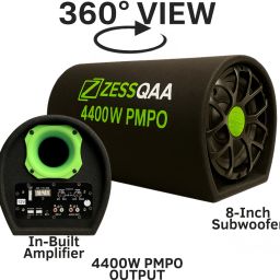 zessqaa ZQ-8001BST 8-Inch Car Subwoofer with Built-in Amplifier | 4400W PMPO | Green Port Subwoofer image 2