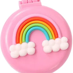Pink Round Travel Mini Hair Comb with Make up Mirror Pocket Folding-image-48